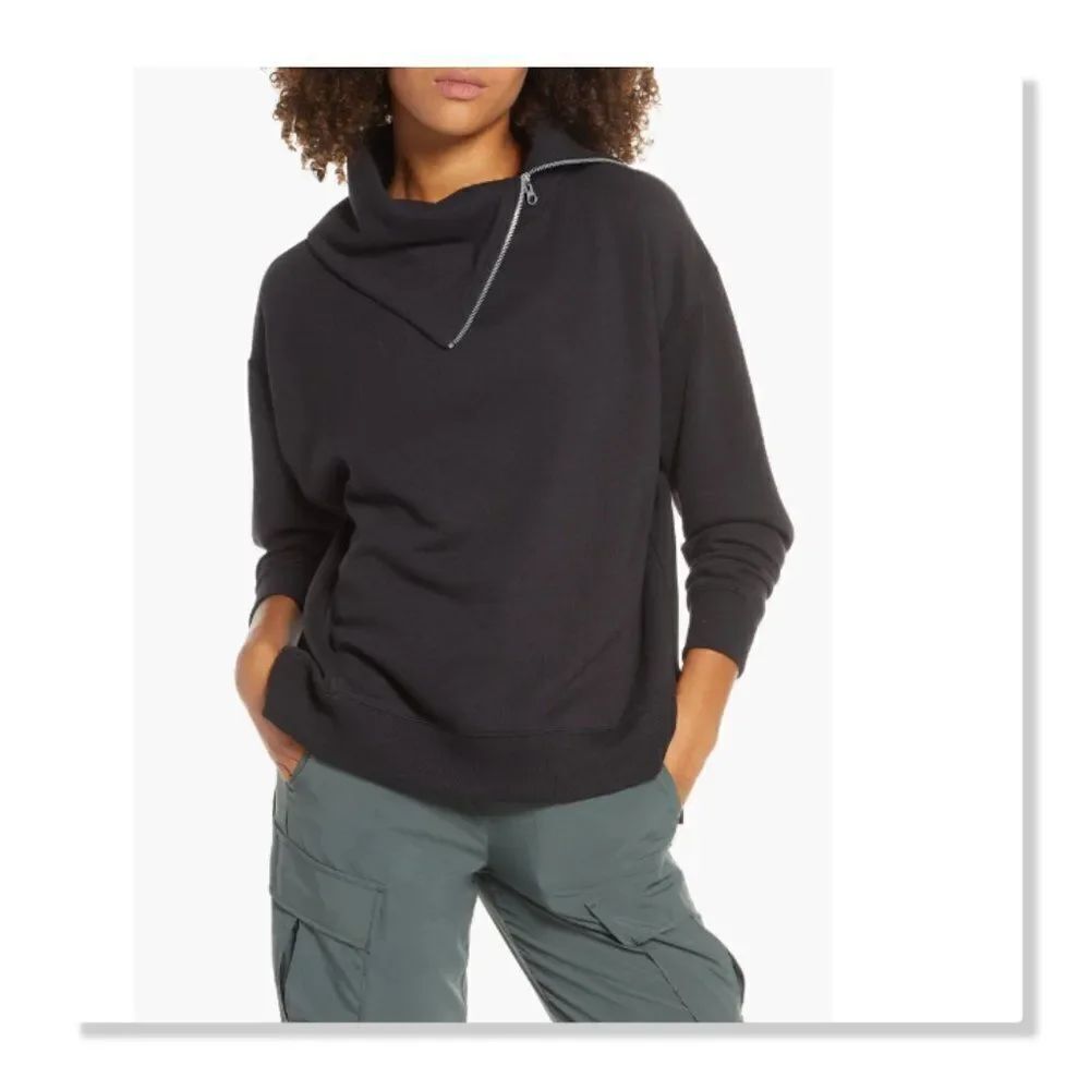 ZELLA | 'Quinn' Funnel Neck Pullover Sweatshirt - size XL in Black